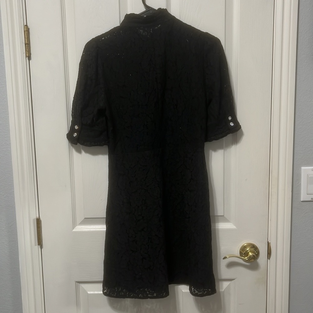 Zara Lace Dress Black with Rhinestone Buttons Size Small - Picture 7 of 9